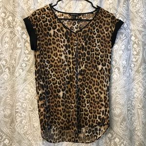 Express Leopard Print Short Sleeve Blouse